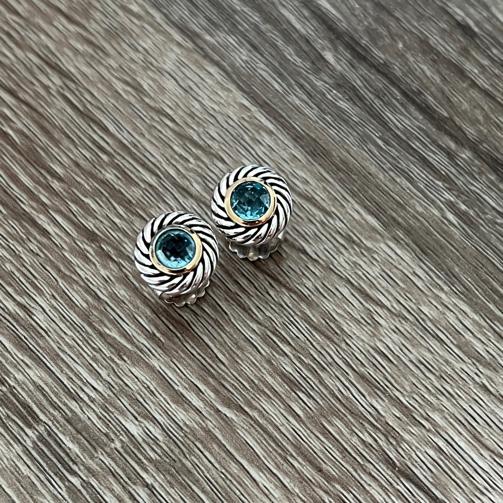 Blue‎ topaz earrings - Picture 3 of 8